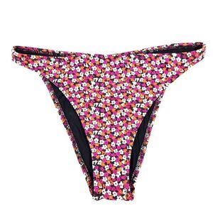 SOLID & STRIPED Elsa Cheeky Bikini Bottom Pink Black Ditzy Floral Print Small